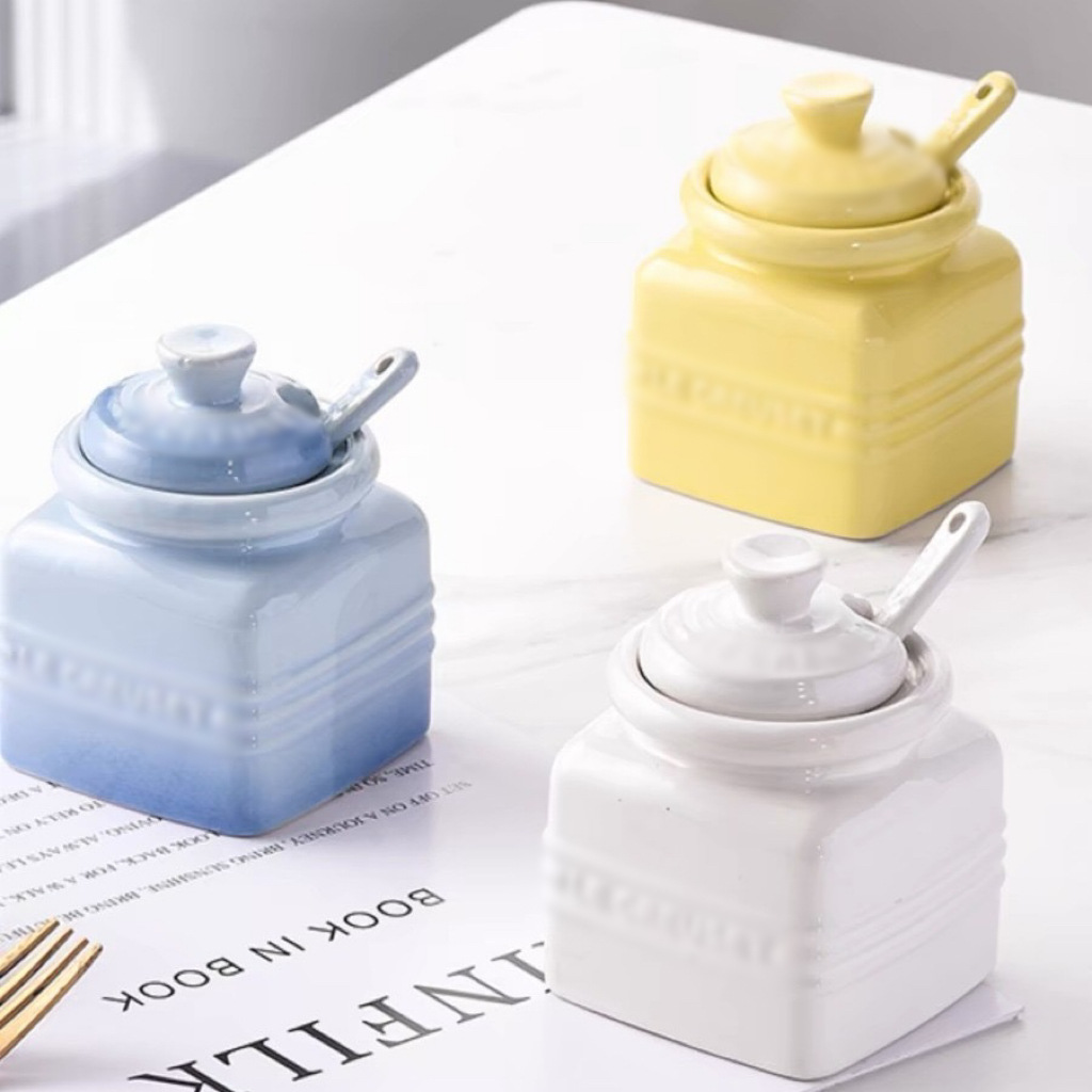 调味罐欧式风格厨房用品陶瓷调味罐厨房家用调味盐罐调料罐礼盒装