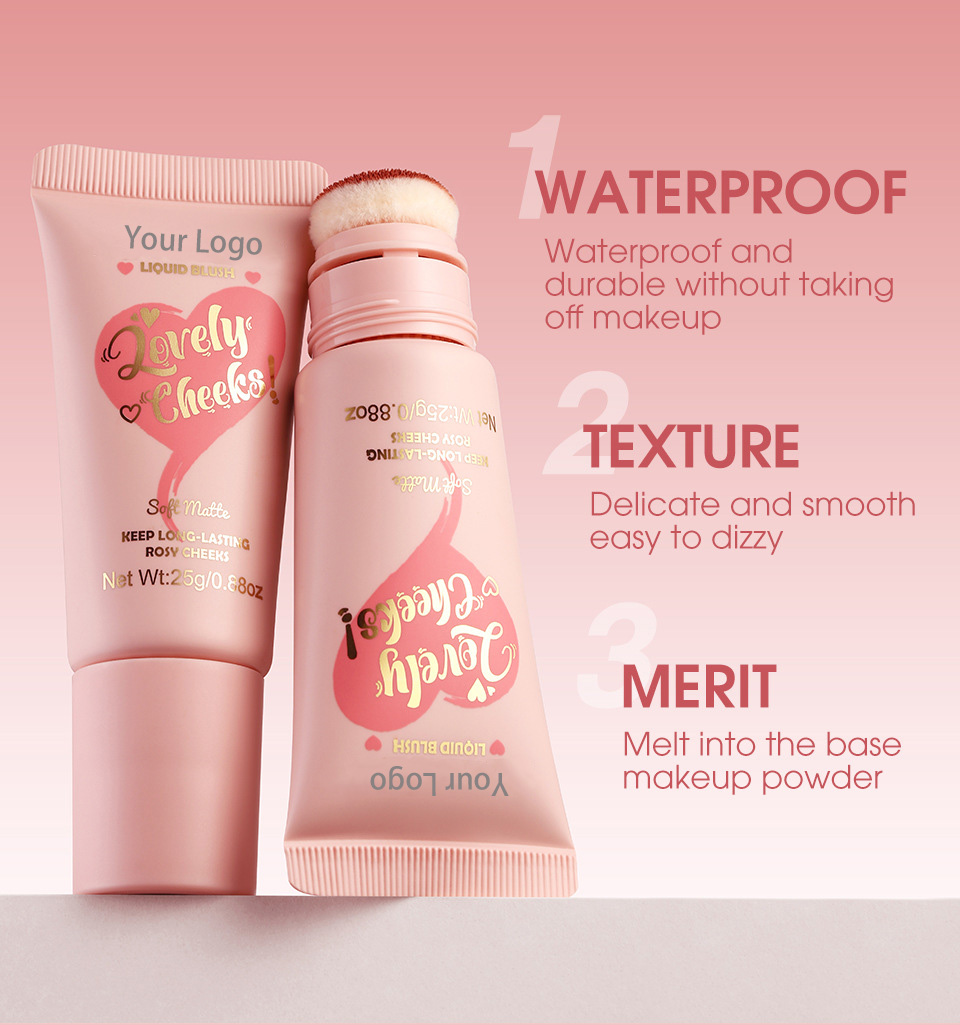 A genuine herbal mineral long-lasting waterproof liquid blush color-changing matte palette for light skin tones from AOMO brand details Picture