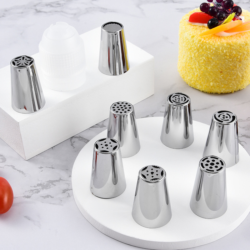 Stainless steel Russian piping nozzle, cake cream piping nozzle, spherical torch nozzle, cross-border set of baking tools