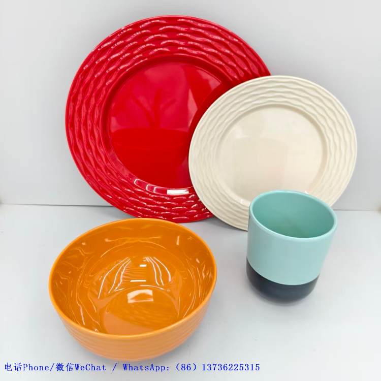 Food-grade melamine tableware from the manufacturer, Amazon in stock, anti-drop bowl and plate set wholesale, LOGO production, clearance stock Specification image