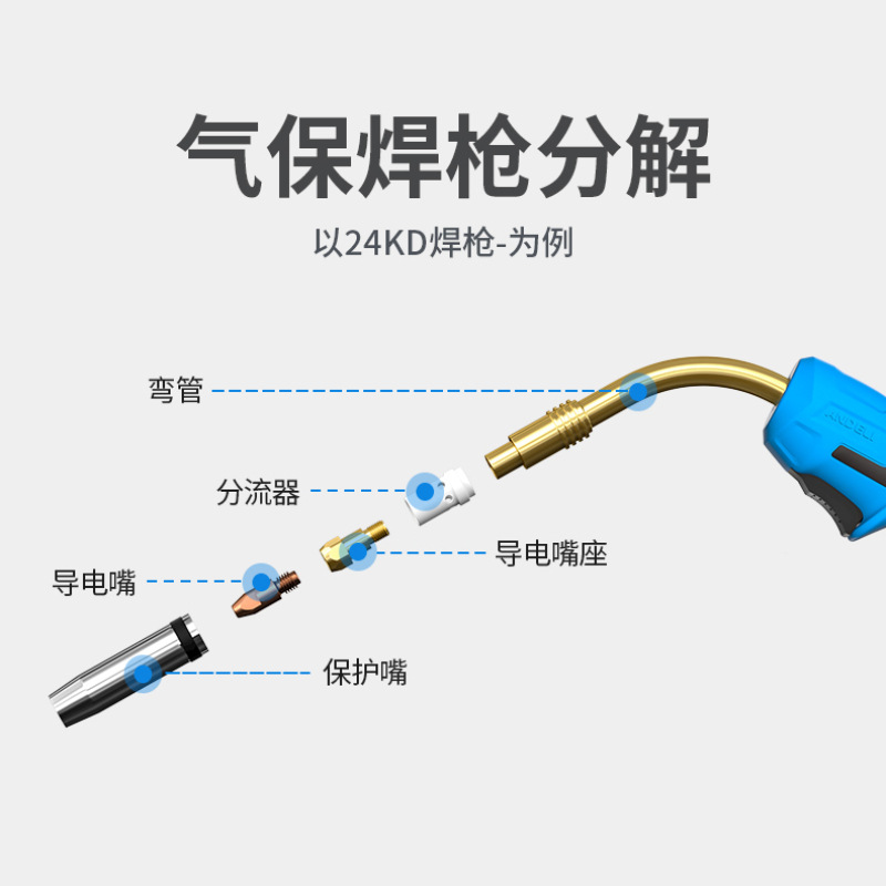 Andeli conductive nozzle European-style integrated gas shielded welding gun, 15AK gas shielded welding machine accessories, 24kd36kd two-in-one gas shielded welding gun