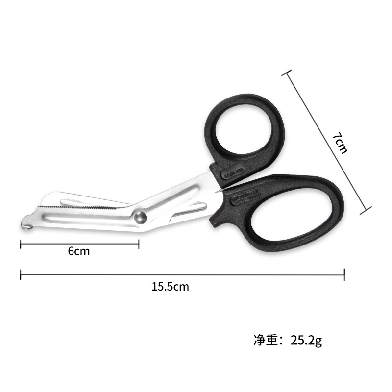 Stainless steel multi-functional gauze scissors, household elbow canvas scissors, durable and portable bandage scissors, first aid kit accessories details Picture