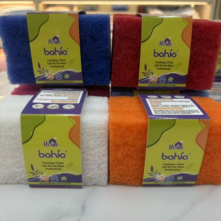 Three pieces of 2cm coarse-fiber scouring pads, kitchen cleaning cloths, and cooktop scrubbing and dishwashing scouring pads details Picture