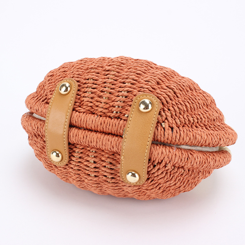 Japanese and Korean shell beach women's straw woven bag, small chanel-style crossbody and hand-carry dual-purpose casual woven bag, vacation picnic small bag details Picture