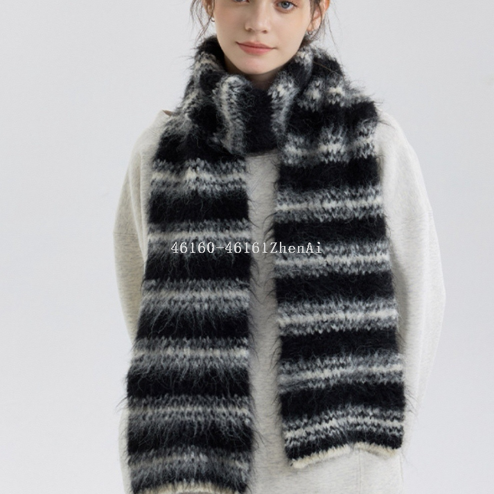 洋气马海毛条纹新款跨境批发电商直播供应链供货