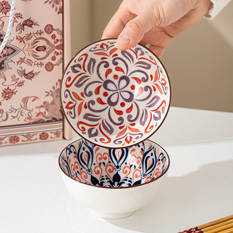 Ceramic gift tableware set, bowl set, bowl set, chopsticks set, gift box, four bowls and four chopsticks, opening event gifts details Picture