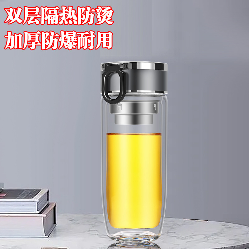 Wholesale and consignment of high-end double-layer high-temperature resistant portable glass cups with heat-insulating high borosilicate car egg water cups Specification image