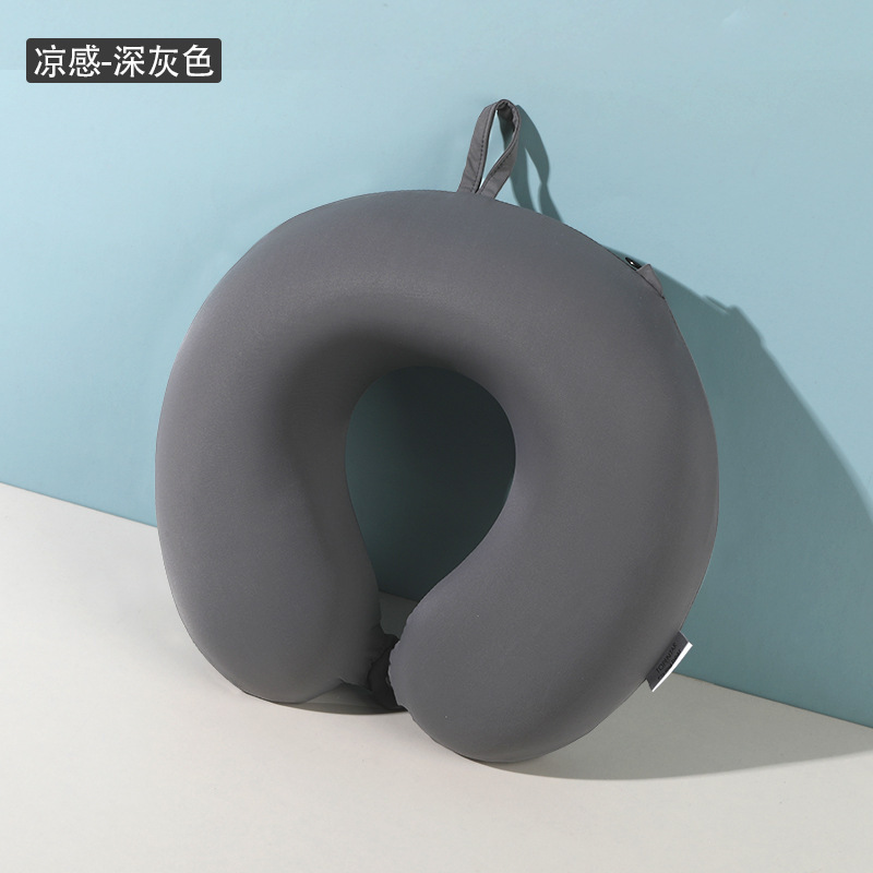 Cool ice silk U-shaped pillow, travel portable and storage neck pillow, memory foam airplane pillow, nap neck protection pillow, U-shaped pillow Item Picture