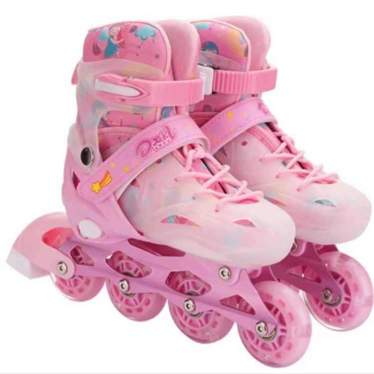 Children's full set of beginner roller skates, fully flashing PU wheels, adjustable and detachable inline roller skates for both men and women