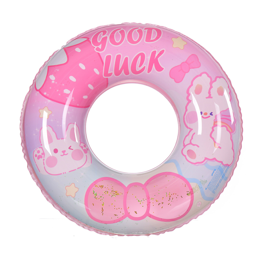 New children's creative inflatable swimming ring, thickened PVC underarm yellow duck swimming ring, water toy life buoy Application Scenario