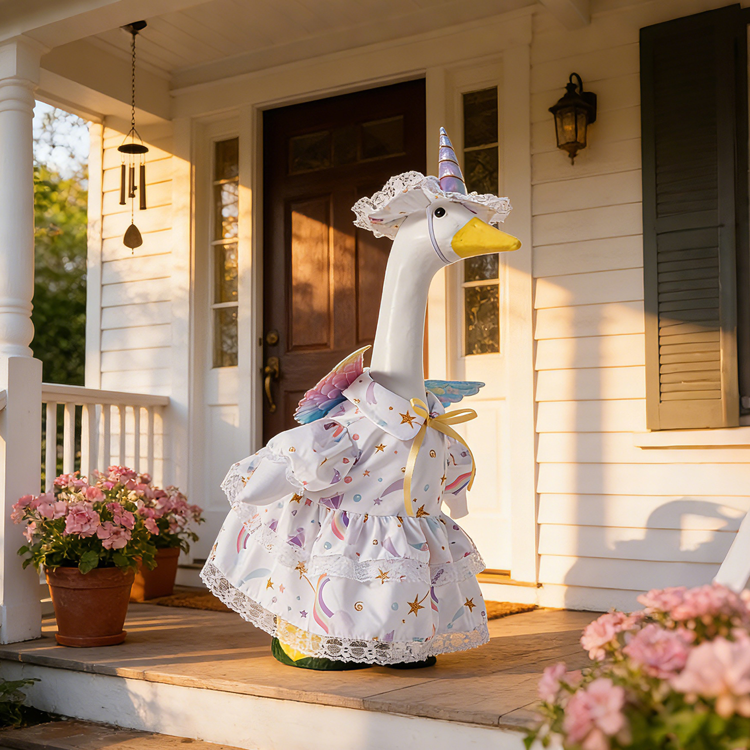 Wholesale of new cross-border 6-inch and 23-inch porch goose clothing, unicorn goose clothing sets and printed skirts Specification image