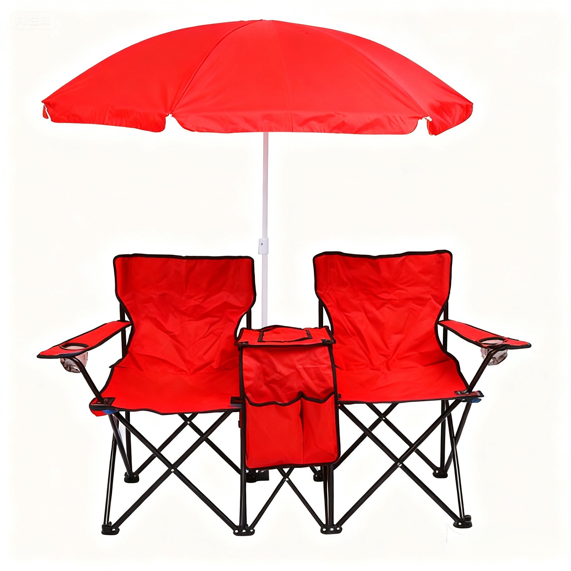 Wholesale of double chairs with umbrellas, outdoor beach chairs, portable folding camping chairs with ice packs, couple chairs, and leisure fishing chairs