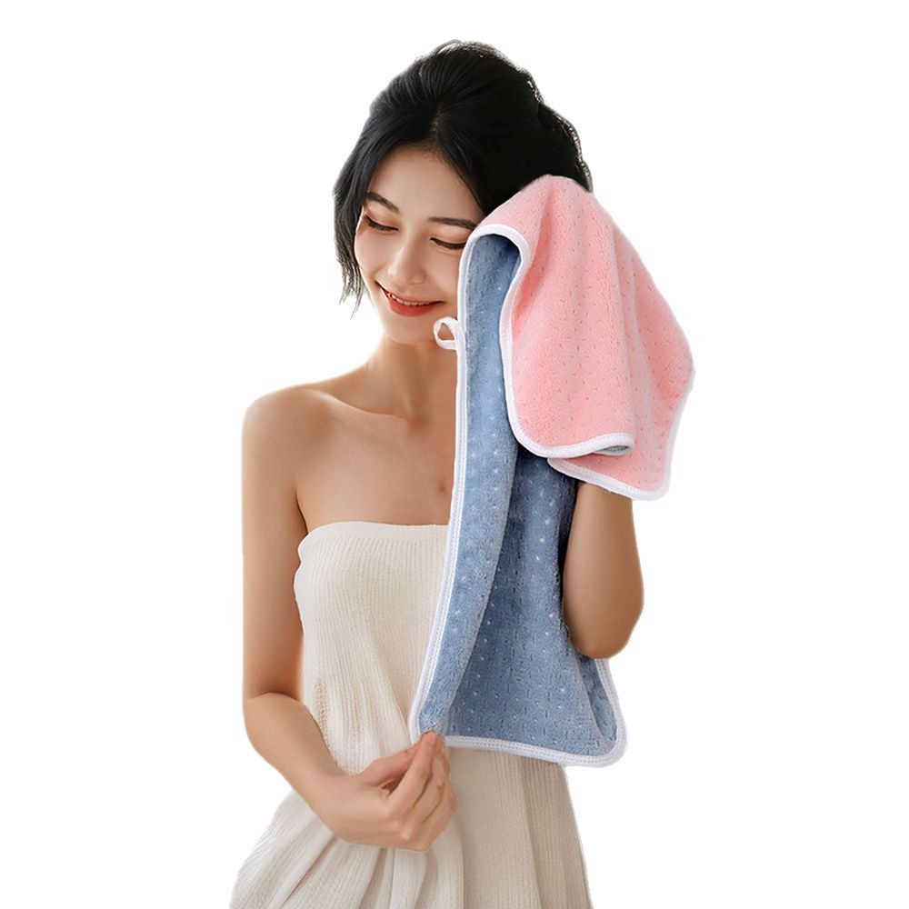 Thickened coral fleece towels, water-absorbing and color-blocking adult large towels, soft and quick-drying color-blocking gift towels, factory direct sales details Picture