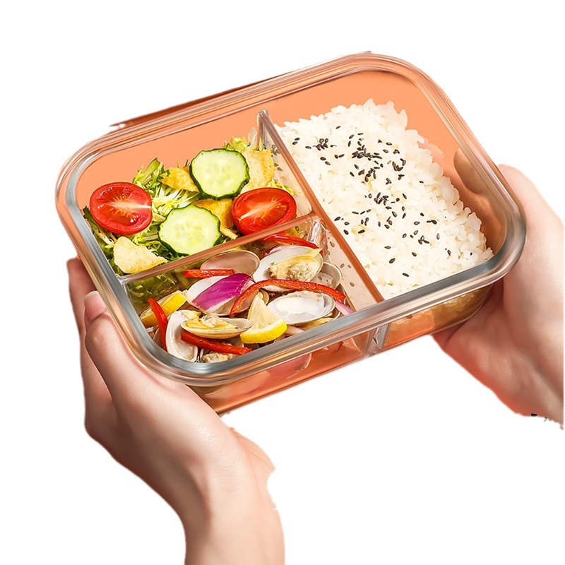 Glass lunch box, microwave oven heating special bowl, rice box, bento box, office worker food storage box, self-contained tableware Item Picture