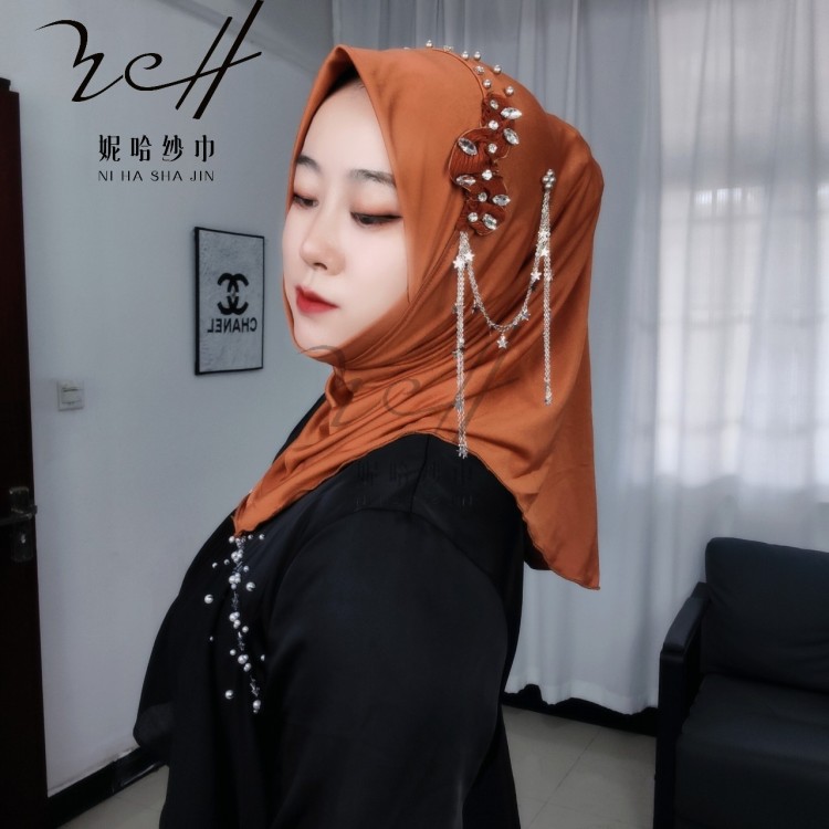 Niha Scarf Factory's Musi Headscarf, Hui Ethnic Headscarf With Tassels, Simple Style, Cross-Border Best-Selling Muslim Products, Women's Headscarf Item Picture
