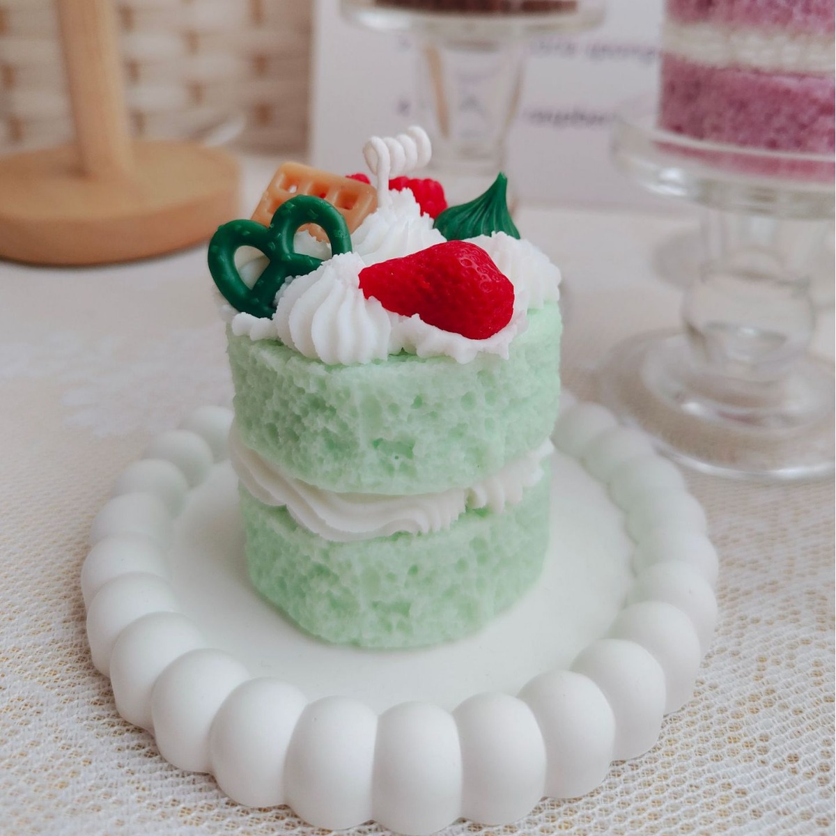 双层小蛋糕草莓蛋糕巧克力抹茶香薰蜡烛可爱伴手礼生日礼物圣诞产品图