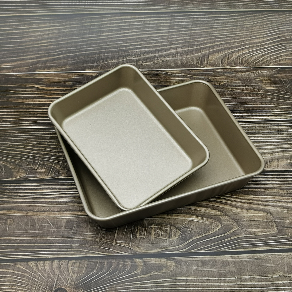 厂家直销碳钢长方形烤盘不沾金色深烤盘蛋糕模具饼干面包烤盘家用