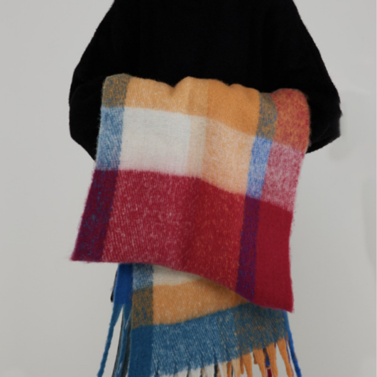 Wholesale export scarves, e-commerce live streaming, new in stock Monet Garden series, colorful checkered thick silk, supply chain supply Application Scenario