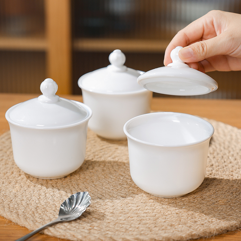 OPAL GLASSWARE, white jade porcelain tempered glass, glass sugar bowl, household tableware, glass stew bowl Specification image
