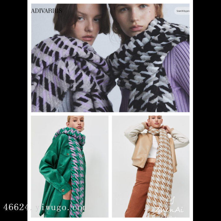 New in-stock cross-border scarves wholesale, e-commerce live streaming supply chain, European and American thousand bird pattern scarves, air conditioner shawls