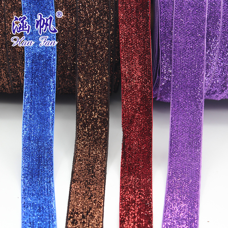 2.5cm金银彩色葱绒带 现货 葱绒带丝绒织带 亮片葱绒带 无弹彩