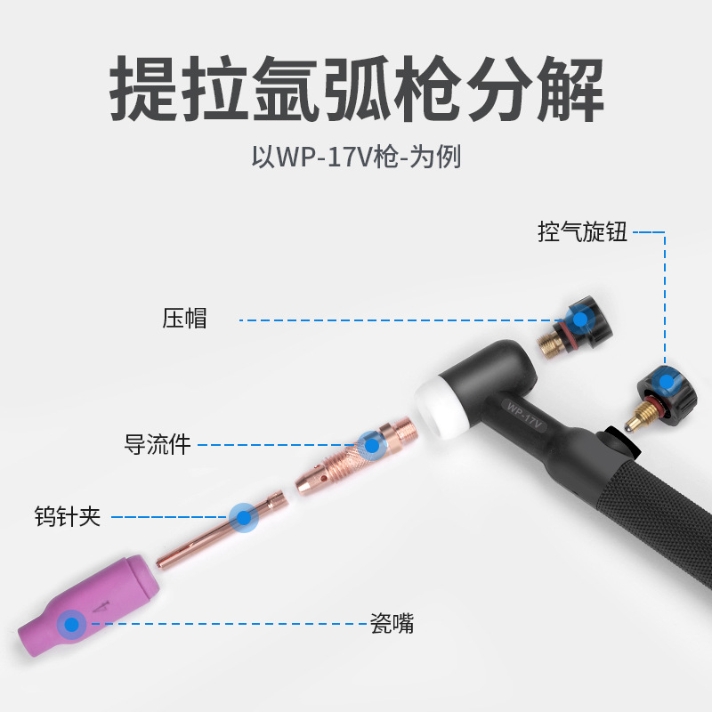 安德利WP-17/18/26水冷氩弧焊枪TIG-315 400氩弧焊机焊枪头焊把线