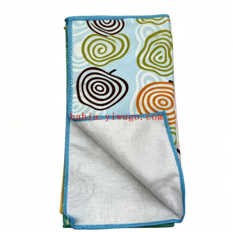 Foreign trade lockedge superfine fiber 30*30 square towel, absorbent kitchen towel, mixed color 5P rag