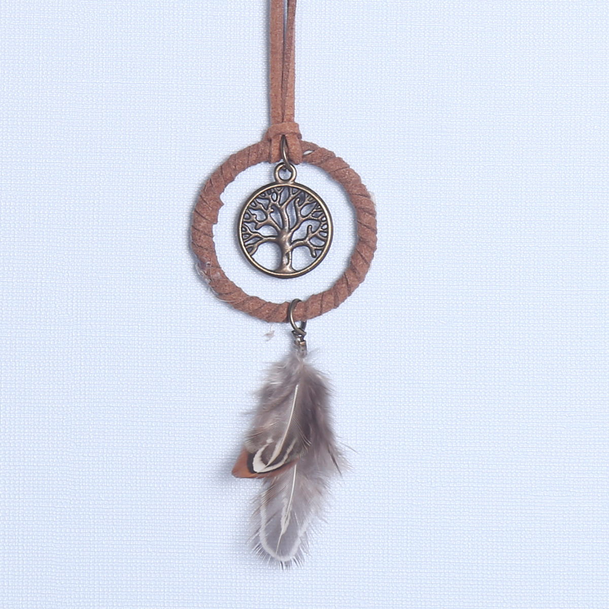Retro life tree car pendant dream catcher, brown feather dream catcher pendant Dream catcher, wind chime details Picture