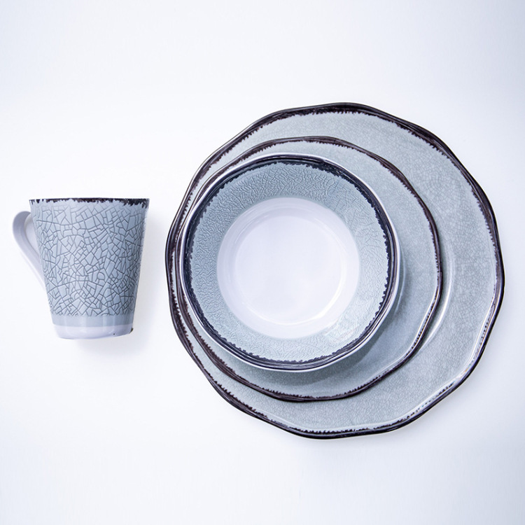 Cross-border melamine plates, melamine bowls, melamine trays, melamine tableware, melamine tableware are available in large quantities in stock Application Scenario