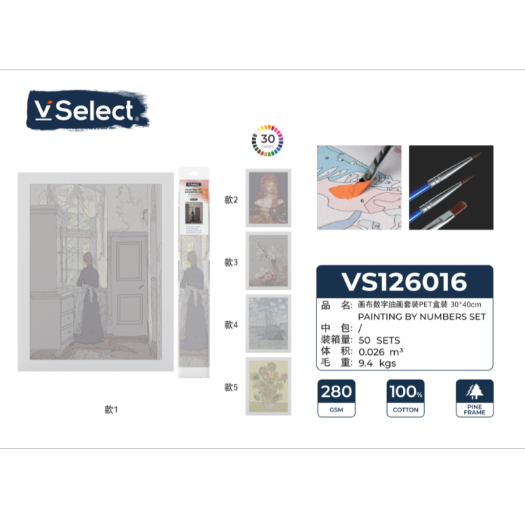 VSelect PET Boxed Canvas Digital Oil Painting Frameless DIY Hand-painted Coloring Set Specification image