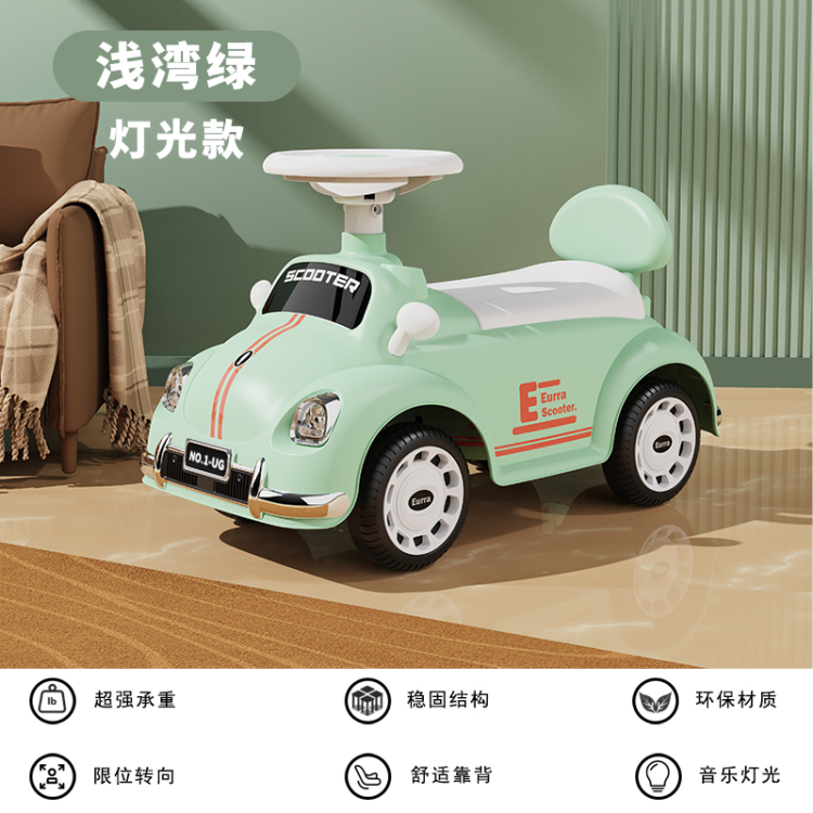 Children's balance car for 1 to 3 years old, new four-wheel yo-yo car, antique roller coaster, baby walker, anti-drop and anti-rollover details Picture