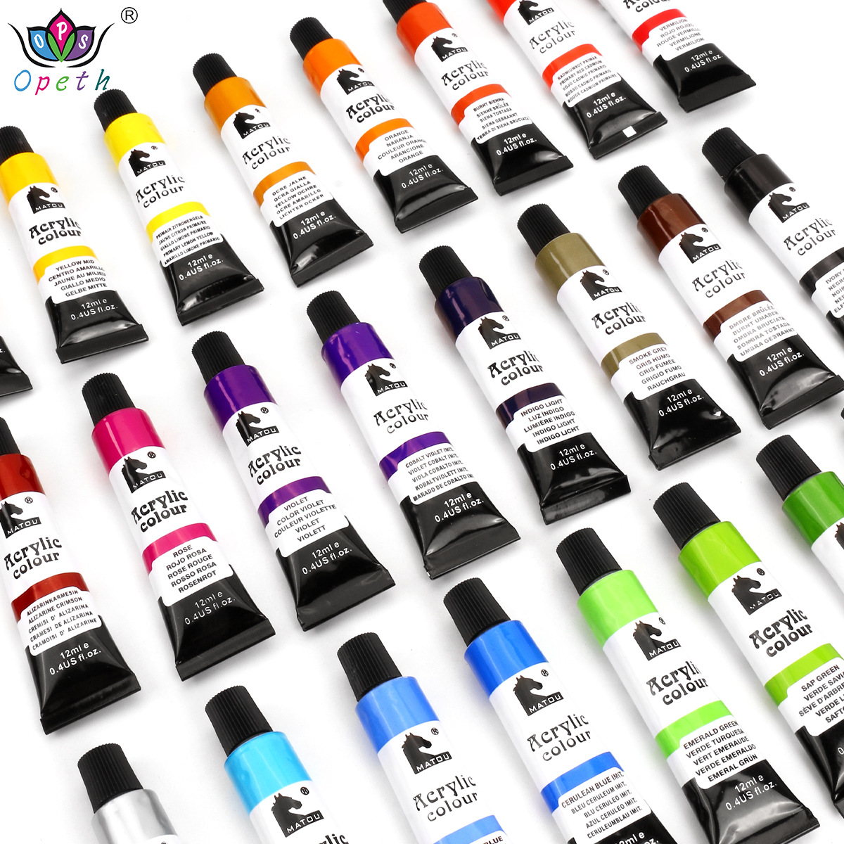 24-color aluminum tube acrylic paint set, art gouache paint beginner oil paint painting set