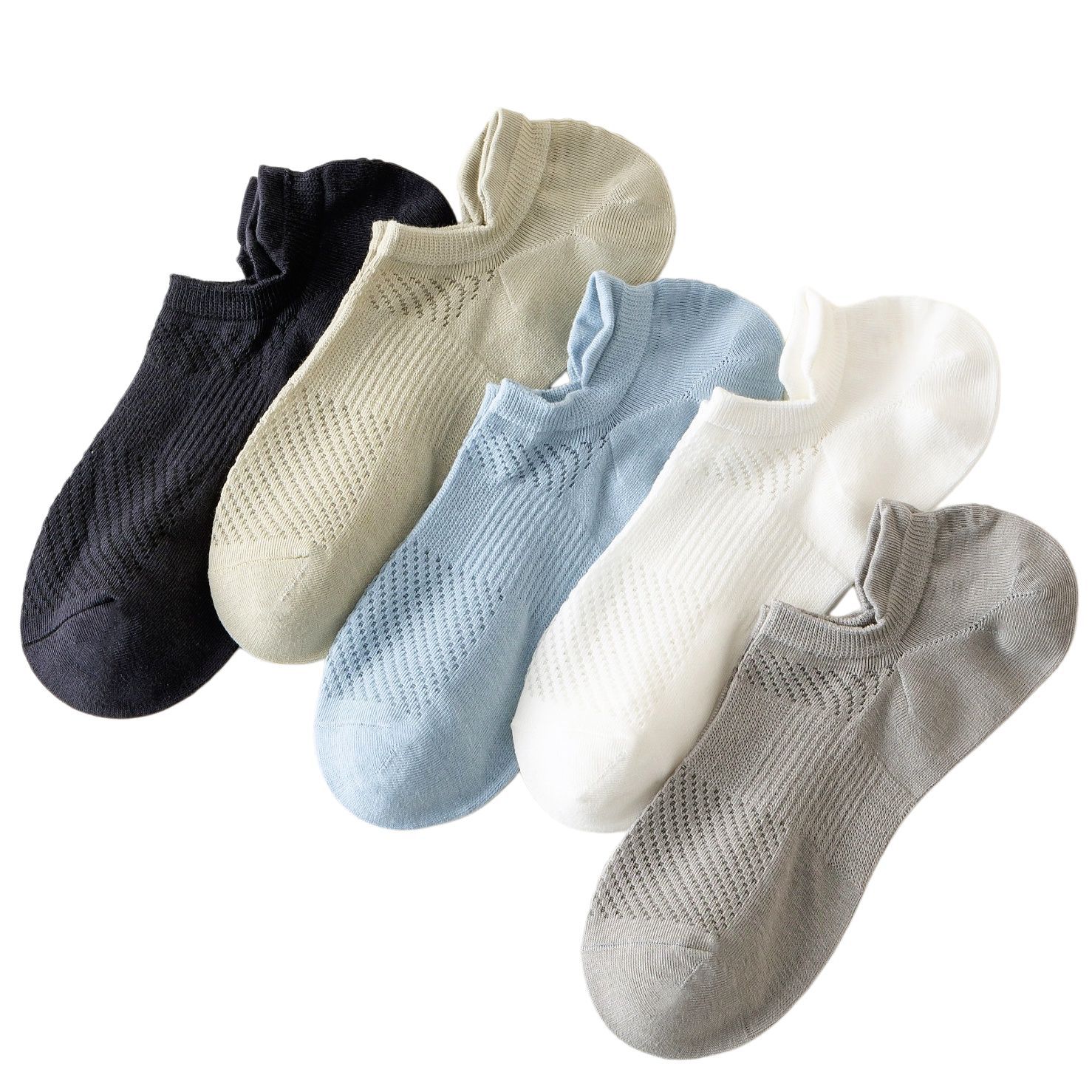 Men's summer combed cotton short socks, breathable, shallow top, low-cut, invisible boat socks, short tube, solid color, thin net socks, no heel drop Application Scenario