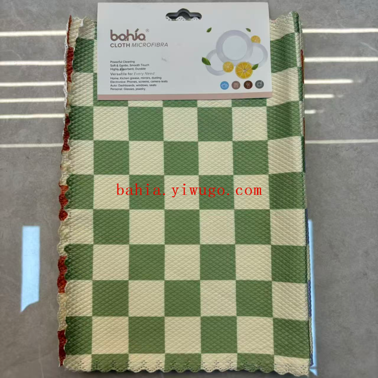棋盘格锁边玻璃布厨房清洁巾玻璃擦拭巾洗碗巾抹布