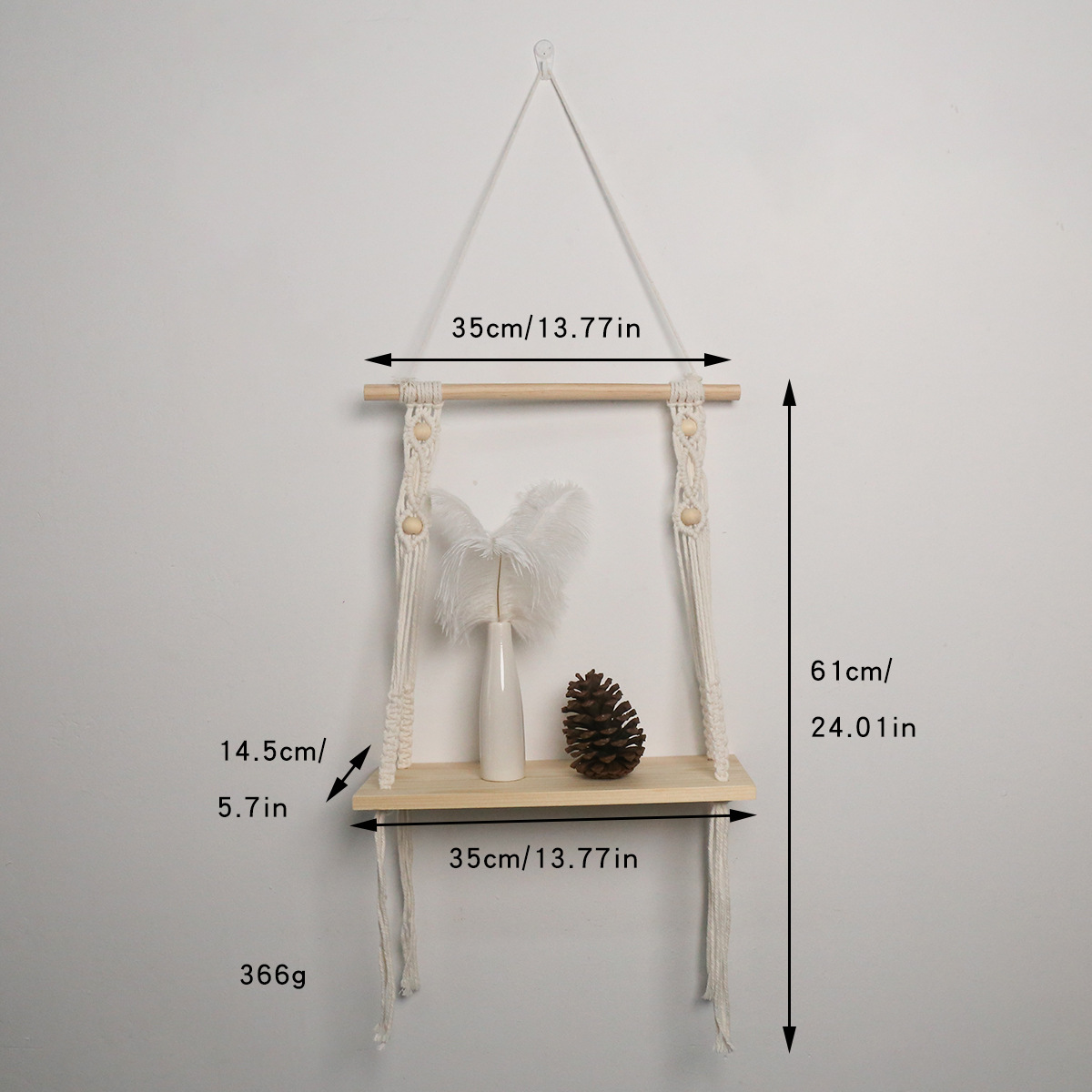 Nordic-style hand-woven storage racks for the living room and bedroom of homestays, cross-border best-selling wall-mounted storage Item Picture