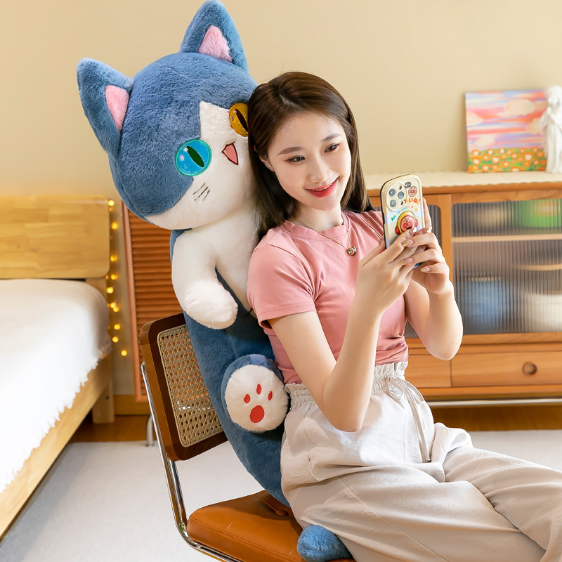 New long shark cat plush pillow, a cute gift for girls with heteropic eyes, and a cartoon plush toy doll Specification image