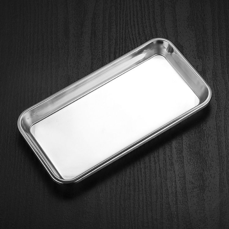 Stainless steel dental plate 304 mirror-polished dental square plate, disinfection plate, flat bottom instrument plate for dental and oral surgery Item Picture