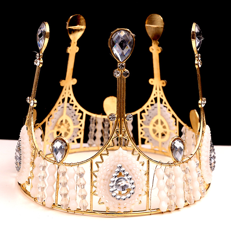 一件代发蛋糕烘焙装饰新娘蕾丝皇冠生日配饰复古女王大圆头饰详情图2