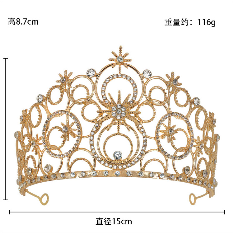 新款跨境新娘皇冠欧美生日婚礼王冠合金高端头饰高档现货泡泡皇冠