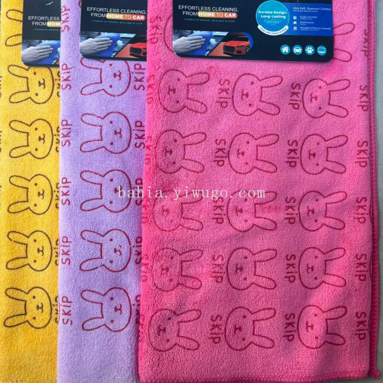 Ultra-fine fiber 35x75 cartoon rabbit head printed towels, bath towels, car cleaning towels in multiple colors to choose from Item Picture