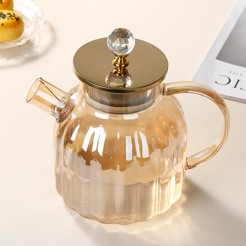 Cold water bottle glass high-temperature resistant household large-capacity tea brewing set, plain water cup, heat-resistant teapot, hot water bottle details Picture