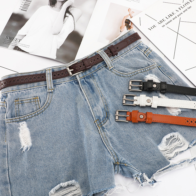A simple and versatile thin belt with a retro hollowed-out ins style for women, paired with a skirt decoration and jeans strap