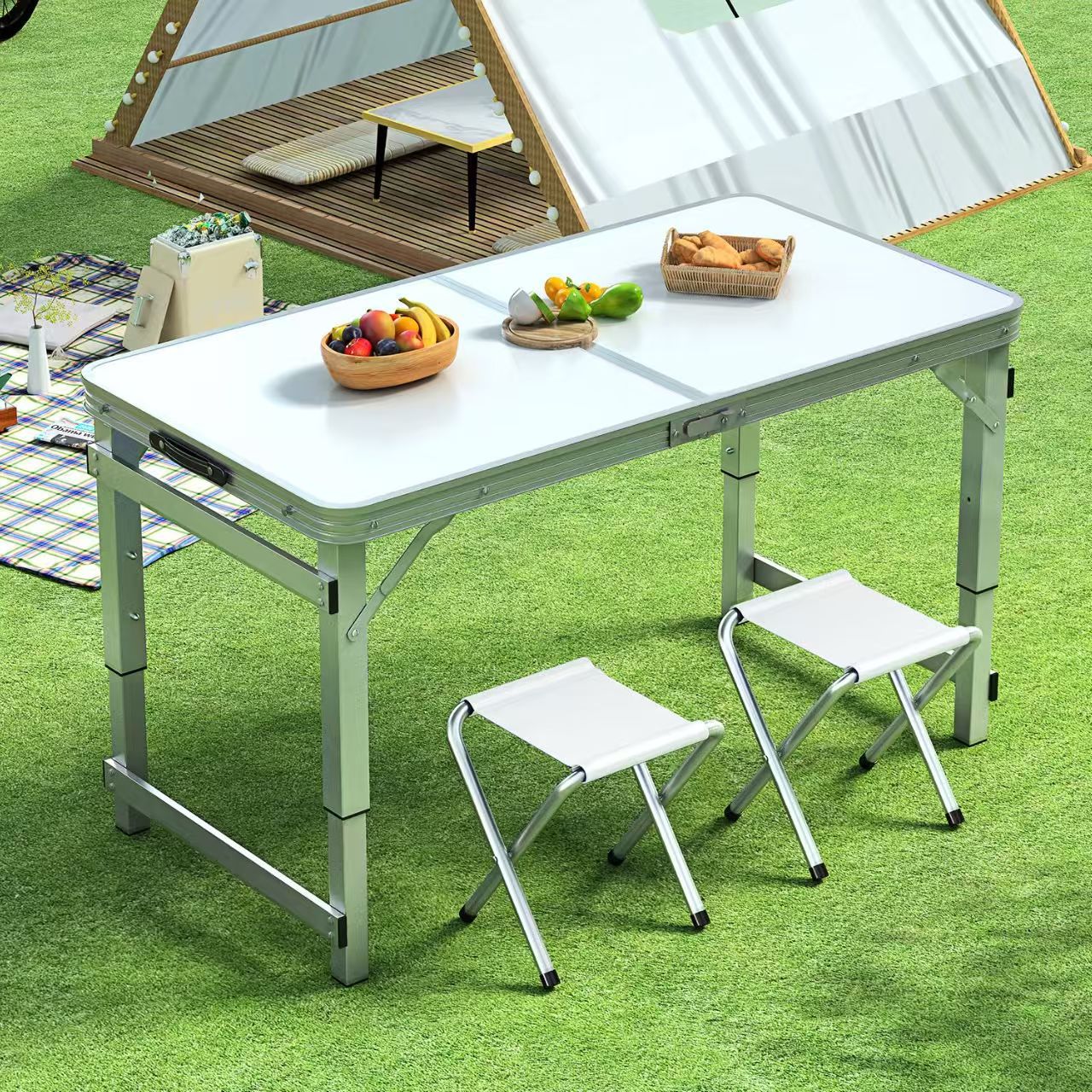 Cross-border camping table, aluminum alloy folding table, folding table, outdoor portable table, outdoor camping cross-border Specification image