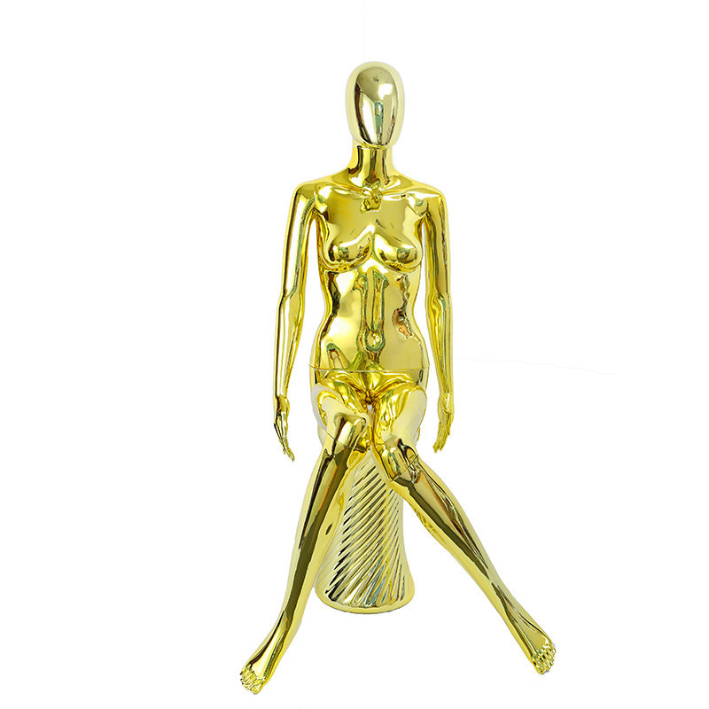 厂家直销塑料电镀镜面金银色女坐模特高档婚纱礼橱窗服装展示道具