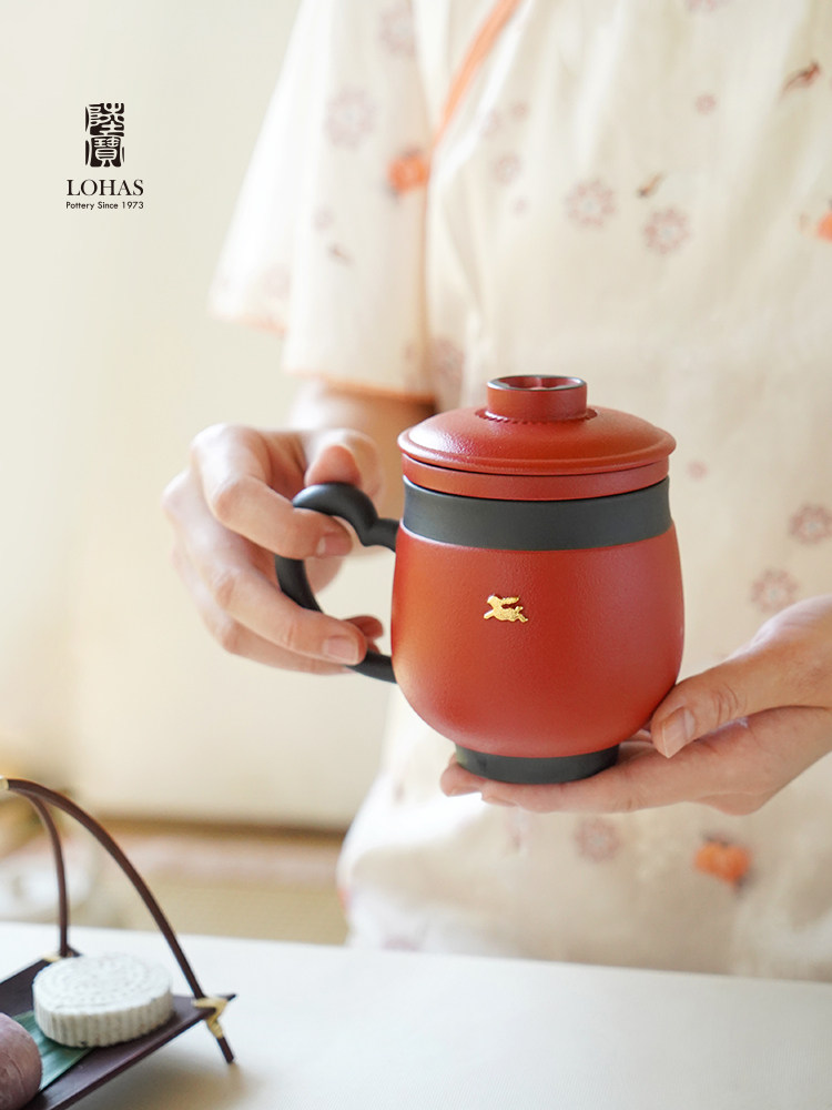 Lubao Ceramic Tea Brewing Cup, office tea and water drinking cup, new product cup for the Year of the Rabbit, gift box set, Fuzhao Wanjia Lid Cup details Picture