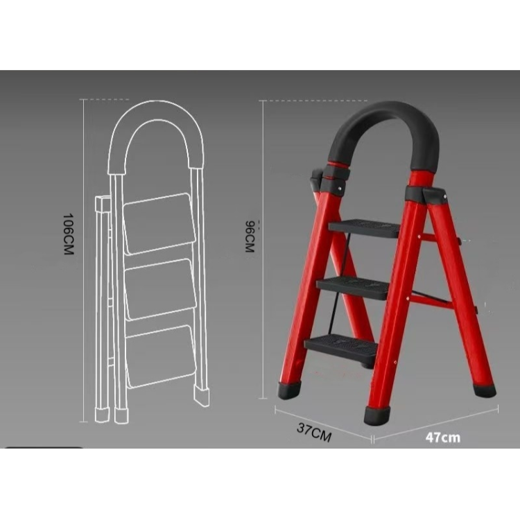 Household folding ladder, thickened carbon steel A-frame ladder, outdoor portable telescopic ladder, indoor and outdoor engineering folding ladder Specification image
