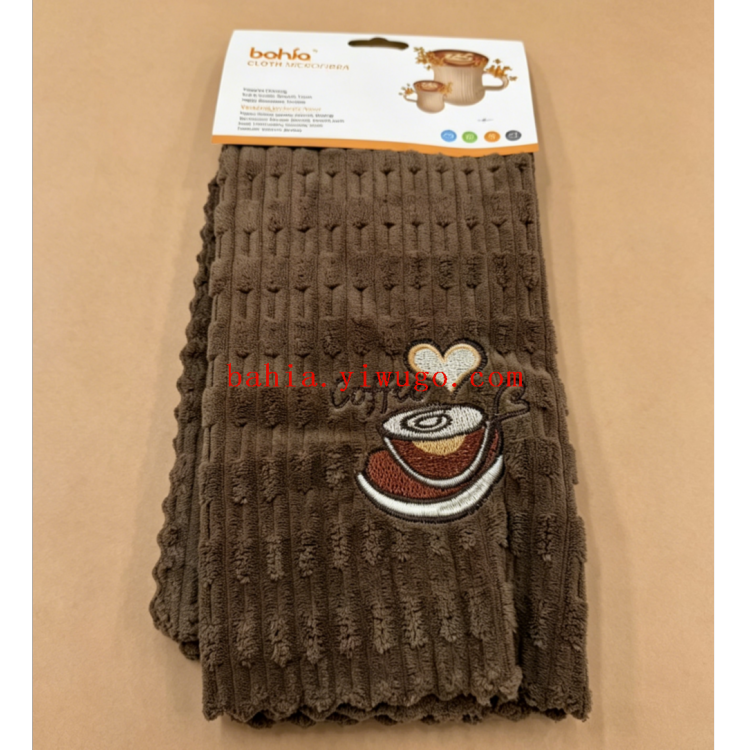The retro coffee-embroidered cleaning towel creates a perfect atmosphere for wiping cups and tables details Picture