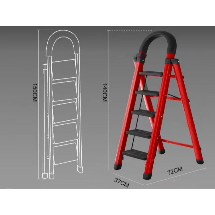 Household folding ladder, thickened carbon steel A-frame ladder, outdoor portable telescopic ladder, indoor and outdoor engineering folding ladder Item Picture