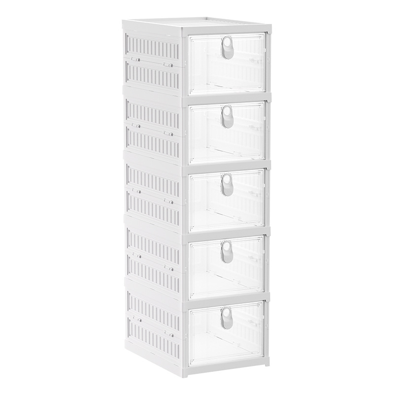 Household foldable one-piece shoe box, dust-proof shoe storage box, thickened transparent folding shoe cabinet, multiple layers Application Scenario