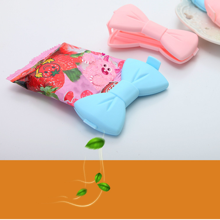 可爱蝴蝶结3060食品密封夹厨房零食袋防潮封口夹 创意PP密封夹2个